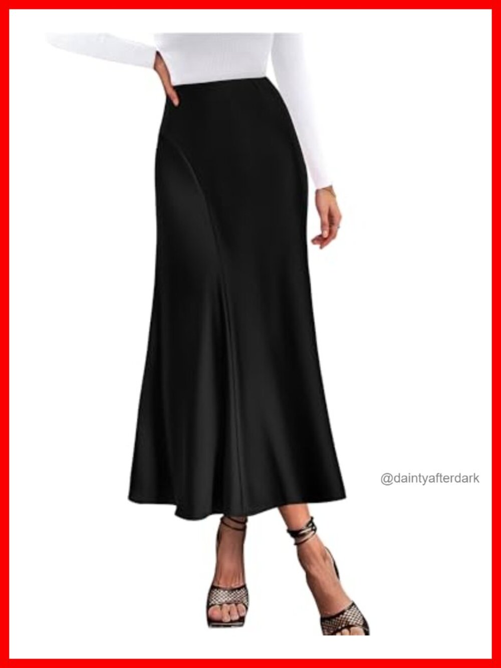 Women's Satin Maxi Skirt High Waisted A-Line Formal Party Mermaid Hem Silk-like